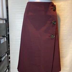 Ann Taylor Deep Red A-Line Skirt with Button Accents